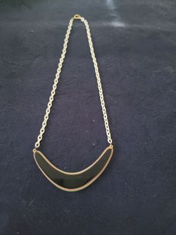 Gold Chain Necklace with Crescent Pendant