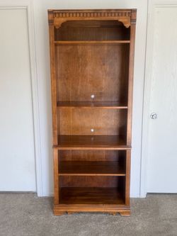 Tall Solid Wood Bookcase with Decorative Crown