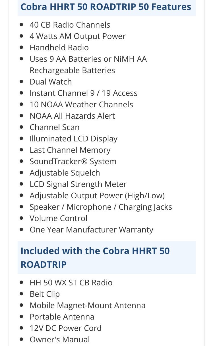 Cobra HHRT 50 ROADTRIP Handheld CB Radio for Sale in Downey, CA OfferUp