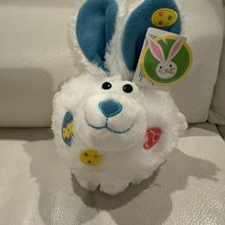 RARE Vintage  White Round Easter Bunny Rabbit Plush Stuffed Animal Toy