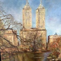 Oil painting By Susan Grucci Of San Remo apartment Building From Central Park