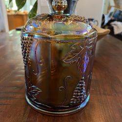 Vintage Indiana Carnival Glass Cookie Jar With Lid