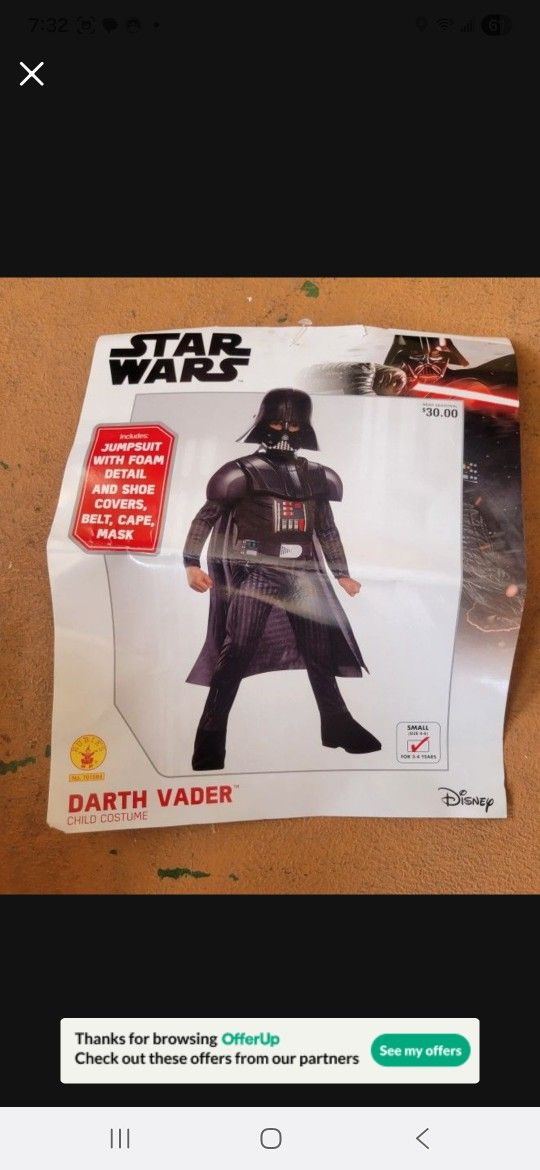 Darth Vader Child  MEDIUM And LARGE