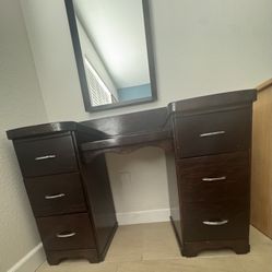 Wood Vanity With Mirror
