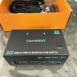 KVM Switch 3 Monitors 2 Computers 8K@60Hz