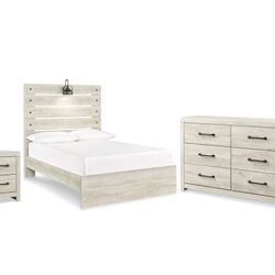 Bedroom Set Cambeck Full Panel Bed with Dresser and Nightstand Plus Adjustable Base Frame