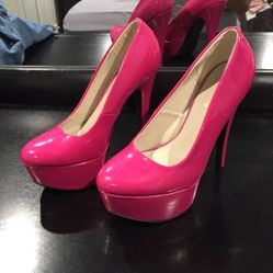 Hot pink pumps heels Size 5