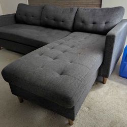 Gray L-Shaped Sectional Sofa w/ Reversible Chaise  