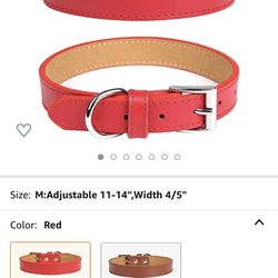 New! Soft Leather Dog Collar,Durable & Adjustable Pet Collars with D Ring for Small Medium Puppies and Cats