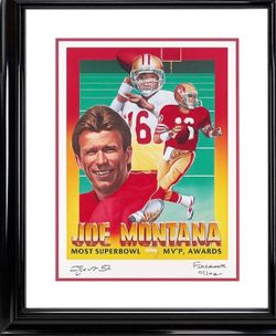 Numbered and Signed Joe Montana Lithograph by Ron Lewis 69/75 with COA