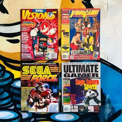 SEGA Gaming Magazine Lot Of (4), Vintage Retro, RARE With All Inserts, PLZ READ!