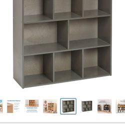 ECR4Kids Streamline 8-Compartment Storage Cabinet, 36in, Classroom Furniture, Grey Wash, New Shelf