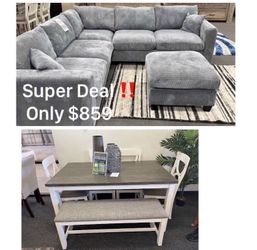 Super deals! Sectional sofa, ottoman table set