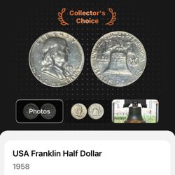 AU 1958 - USA Franklin Half Dollar