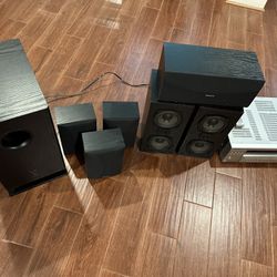 Pioneer Receiver And Onkyo 6.1 Bookshelf Surround Sound Speaker System