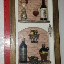 Arister Gifts Framed Shadow Box 3-D Italian Wine Food Theme Wall Hanging Vintage