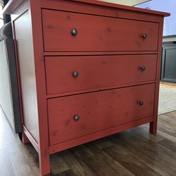 Red IKEA Dresser Wood Used 
