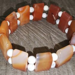 FIRE AGATE & WHITE HOWLITE ANKLET 