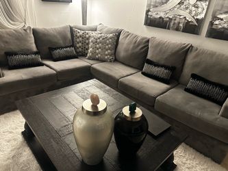Sectional sofa grey fabric