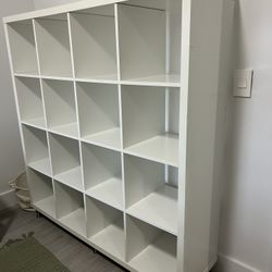 Modern White Cube Shelf - 4x4 Grid (16 Cubes) - Great Condition