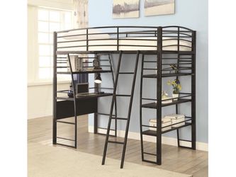 Black Twin Loft Bed with Desk & Bookshelves (NO CREDIT CHECK FINANCING AVAILABLE)