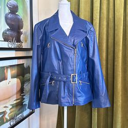 Miss Tina  (Knowles) Royal Blue Leather Belted Jacket