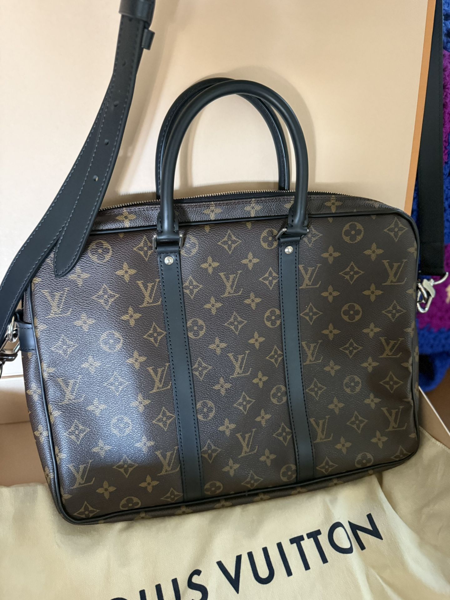 Louis Vuitton Monogram Macassar Porte Documents Voyage PM