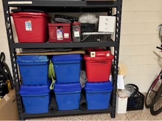 Shelving unit heavy duty with 7 totes