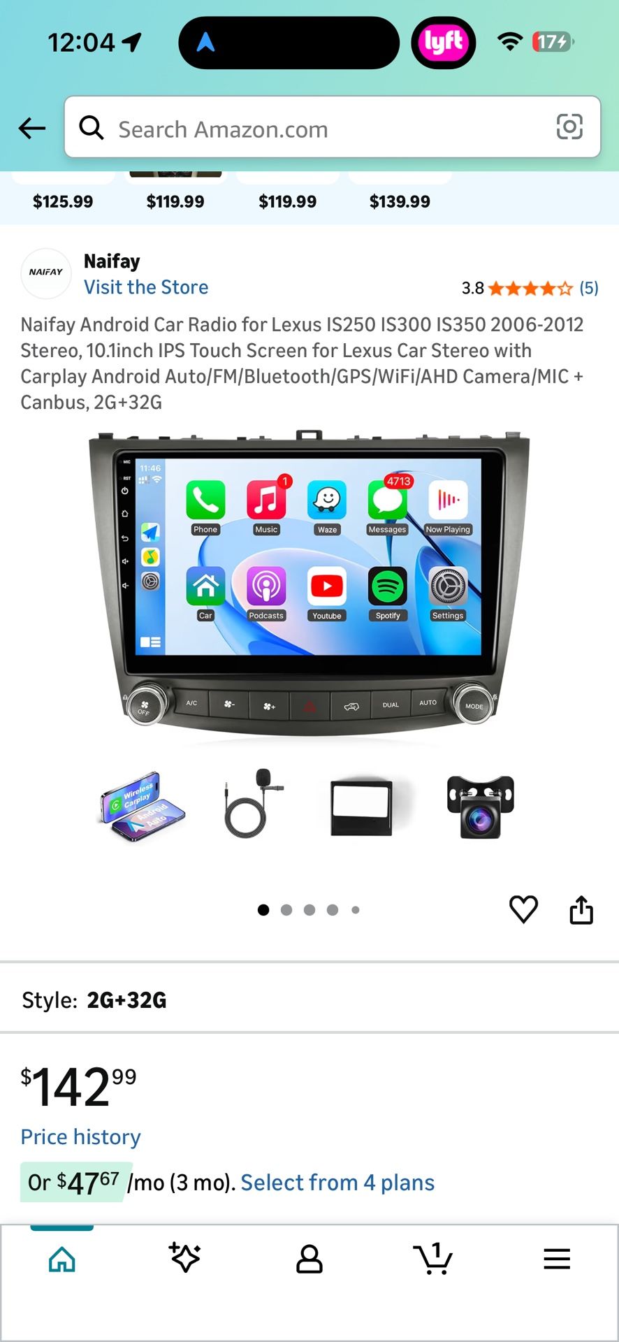 Naifay Android Car Radio for Lexus IS250 IS300 IS-2012 Stereo, 10.1inch IPS Touch Screen for Lexus Car Stereo with Carplay Android Auto/FM/Blu