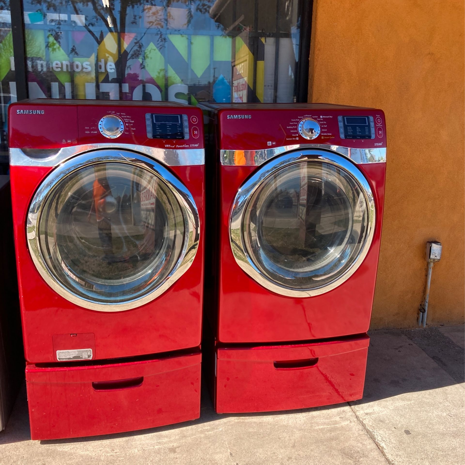 Washer And Dryer Set Samsung Red Use
