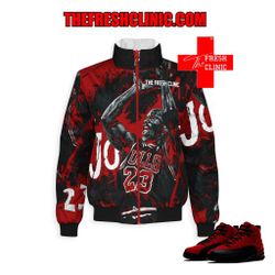 Jordan 12 Reverse Flu Game Windbreaker Jacket