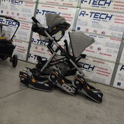 Chicco Keyfit 30 Car seat With Gracco Duo Glider Double Stroller 