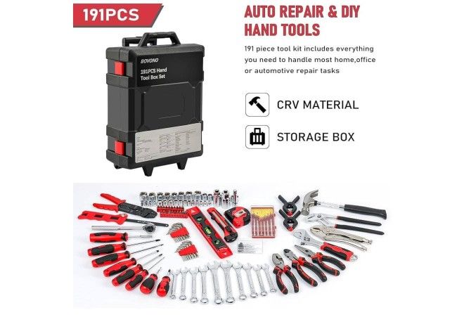 Set of 91 DIY Tools Auto Repairs with storage and easy assemble box easy to carry