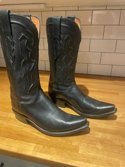 Women’s 8-Lucchese 1883 Black Leather Snip Toe Western Cowboy Boots