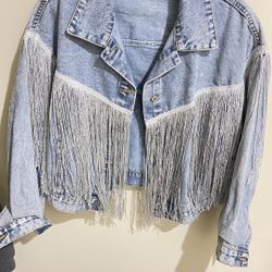 Denim Jean Jacket With fringes