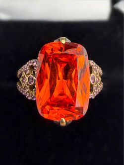 Erica Courtney 8 Ct Orange & Pink Cubic Zirconia Gold Over 925 Sterling Silver CZ Stone Ring Sz6