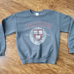 Vintage Harvard University College Crew Neck Sweatshirt Grey Size Small