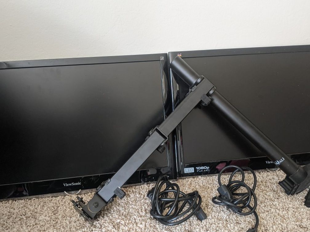 Viewsonic Dual 21.5" Monitors with Mount and HDMI cables