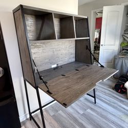 🔥 Modern Fold-Down Secretary Desk w/ Storage + Built-in Power (Target) – Space Saver!