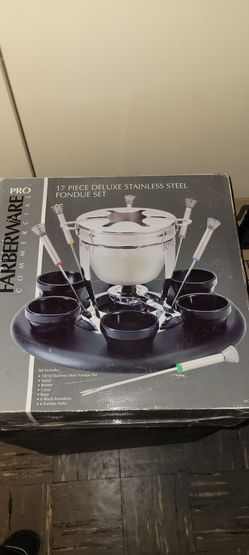 Farberware Commercial Pro 17 Piece Deluxe Stainless Steel Fondue Set