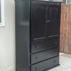 Solid Wood Black Wardrobe Closet 