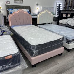 New Twin Bed Frame With Mattress 