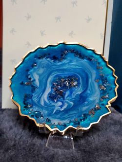 Handmade Epoxy Resin Agate Geode Slice