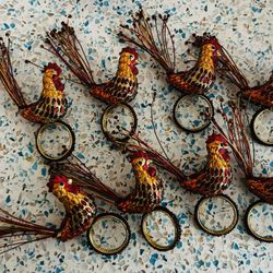 Vintage Pier 1 Jeweled Acrylic Rooster Napkin Rings Set of 8