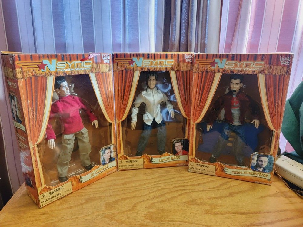 Lot of 3 NSYNC Collectible Dolls in Box Lance Bass / JC Chasez / Chris Kirkpatrick