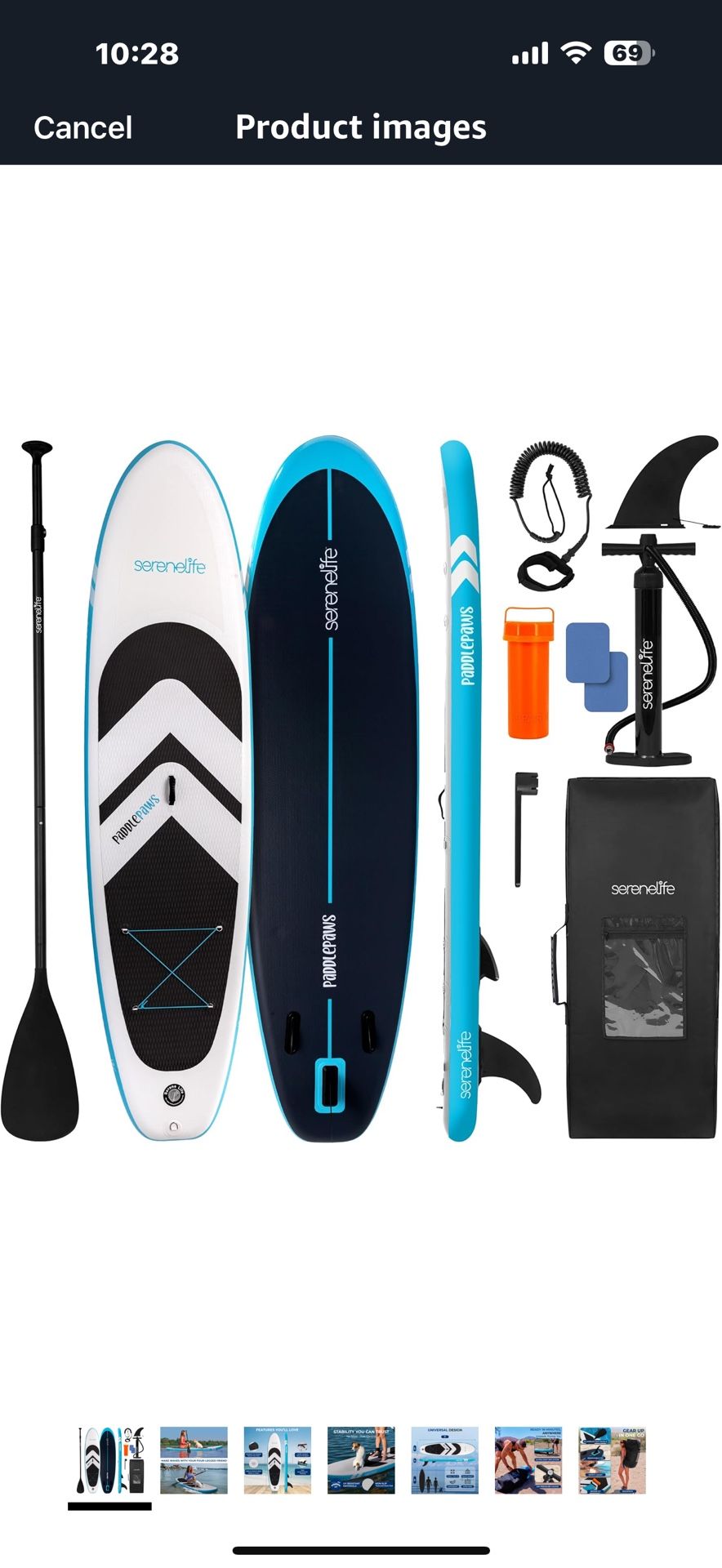 SereneLife 11’ Inflatable SUP - Pet-Friendly Stand-Up Paddle Board for Adults and Pet Ride Alongs - 33” Wide Stable Design with Non-Slip EVA Deck Pad,
