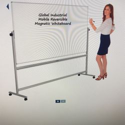 Global industrial 96” x 48” reversible magnetic whiteboard on wheels