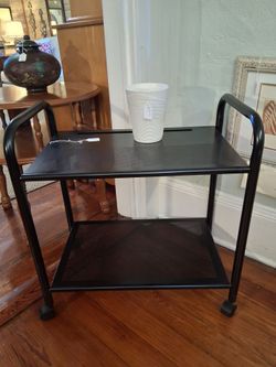 Black Metal Two-Tier Rolling Cart