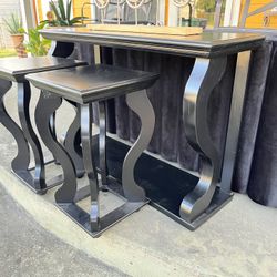 Sofa table entry table with barstools