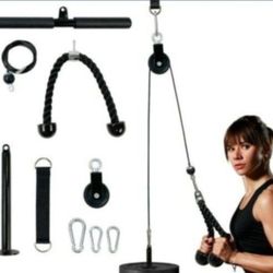 Fitness LAT and Lift Pulley System, Lat Pull Down Cable Machine with Adjustable Cable for Gym, Pulley Cable Machine System, Home Gym Workout Equipment